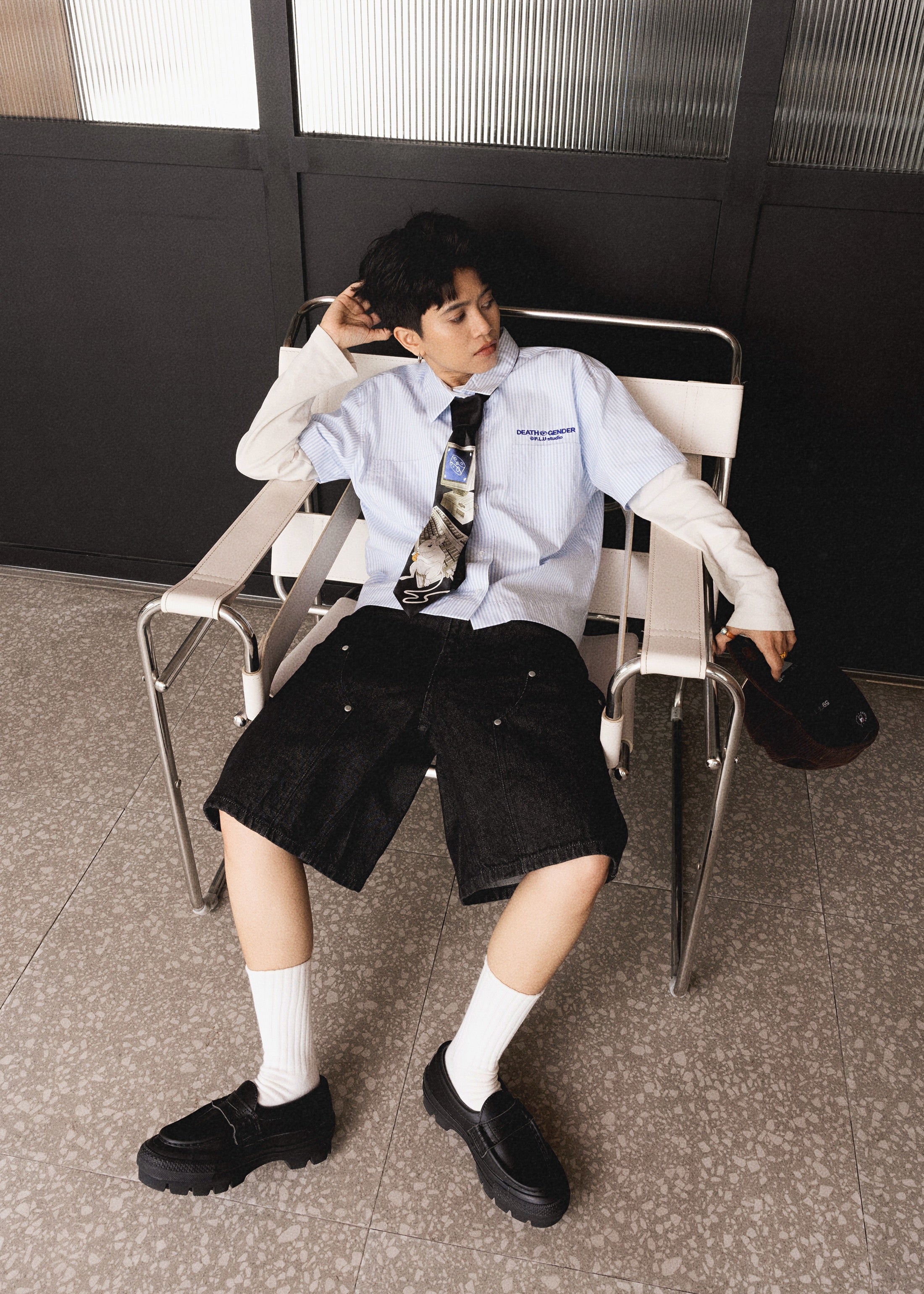 S104: Raw Denim Carabiner Shorts (Black)