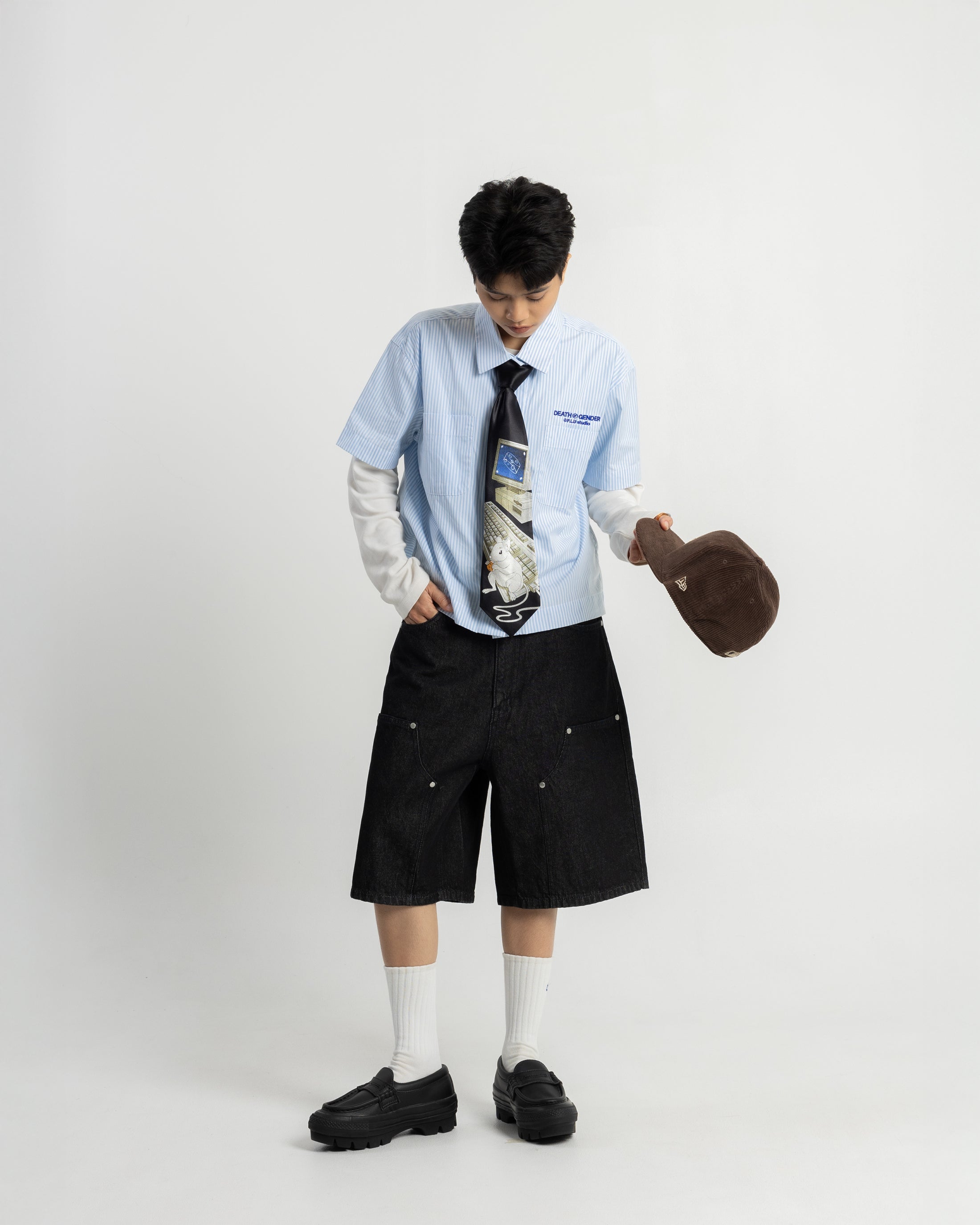 S101: Pinstripe Boxy Crop Shirt