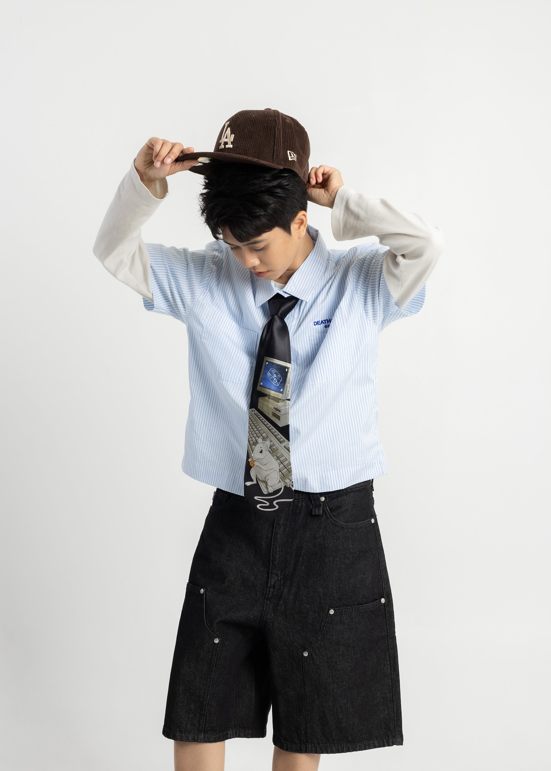 S101: Pinstripe Boxy Crop Shirt