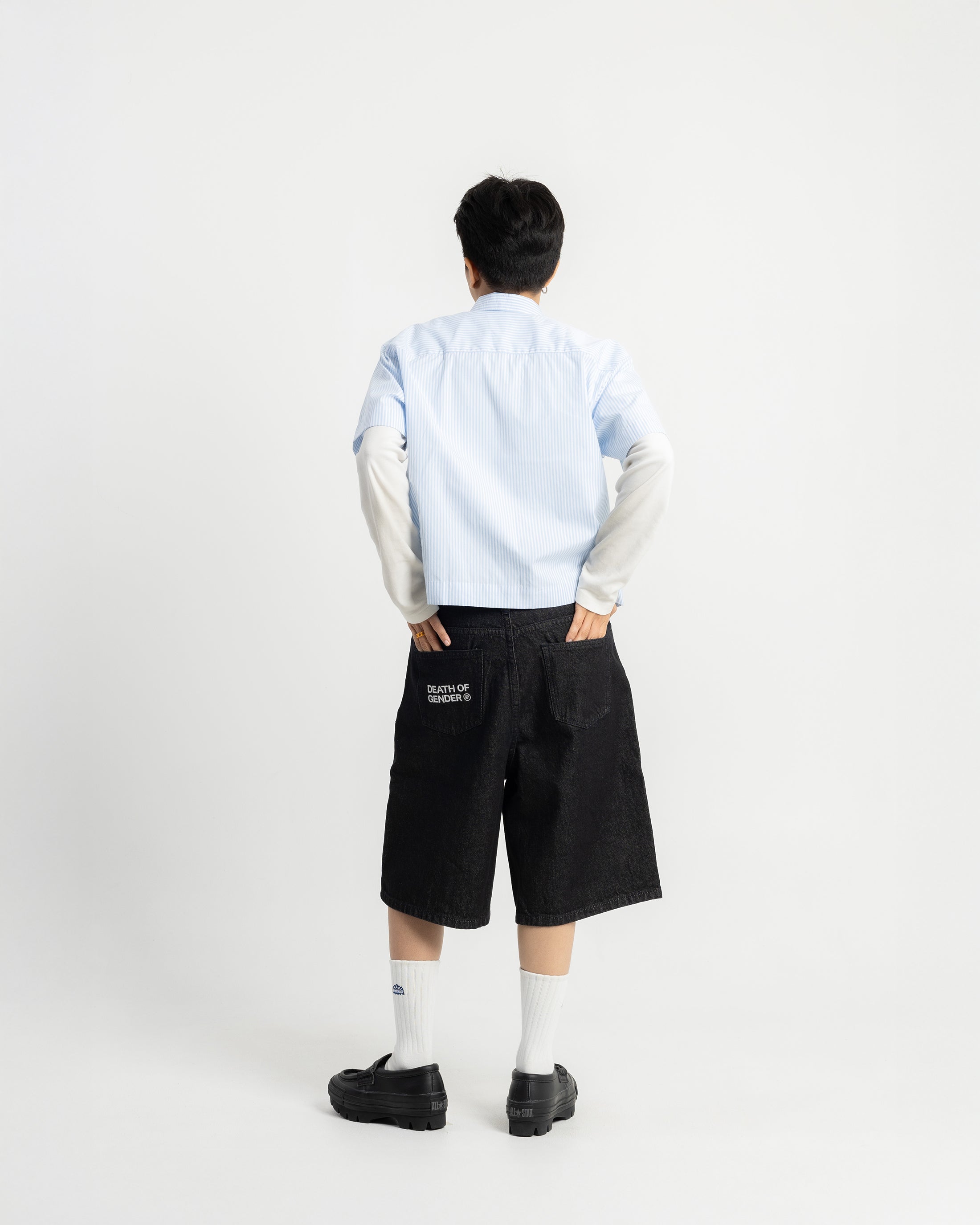 S104: Raw Denim Carabiner Shorts (Black) — PeopleLikeUs®