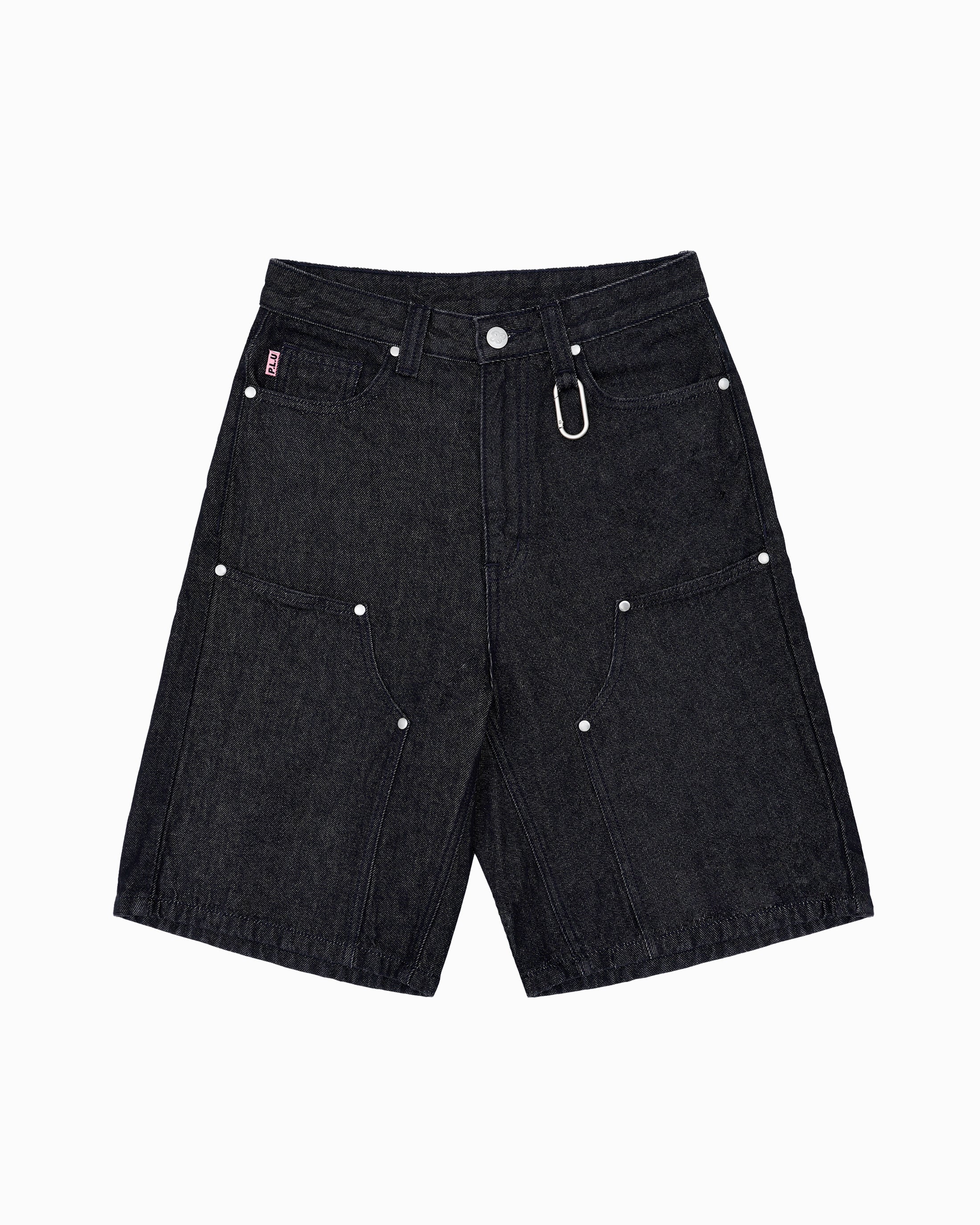 S104: Raw Denim Carabiner Shorts (Black)