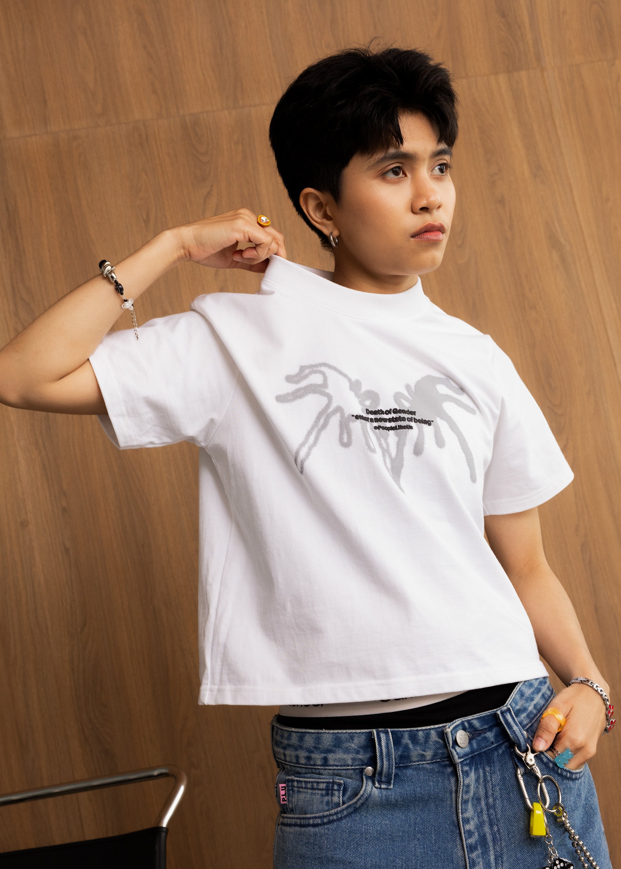 S103: "Rebirth" High Collar Crop Tee