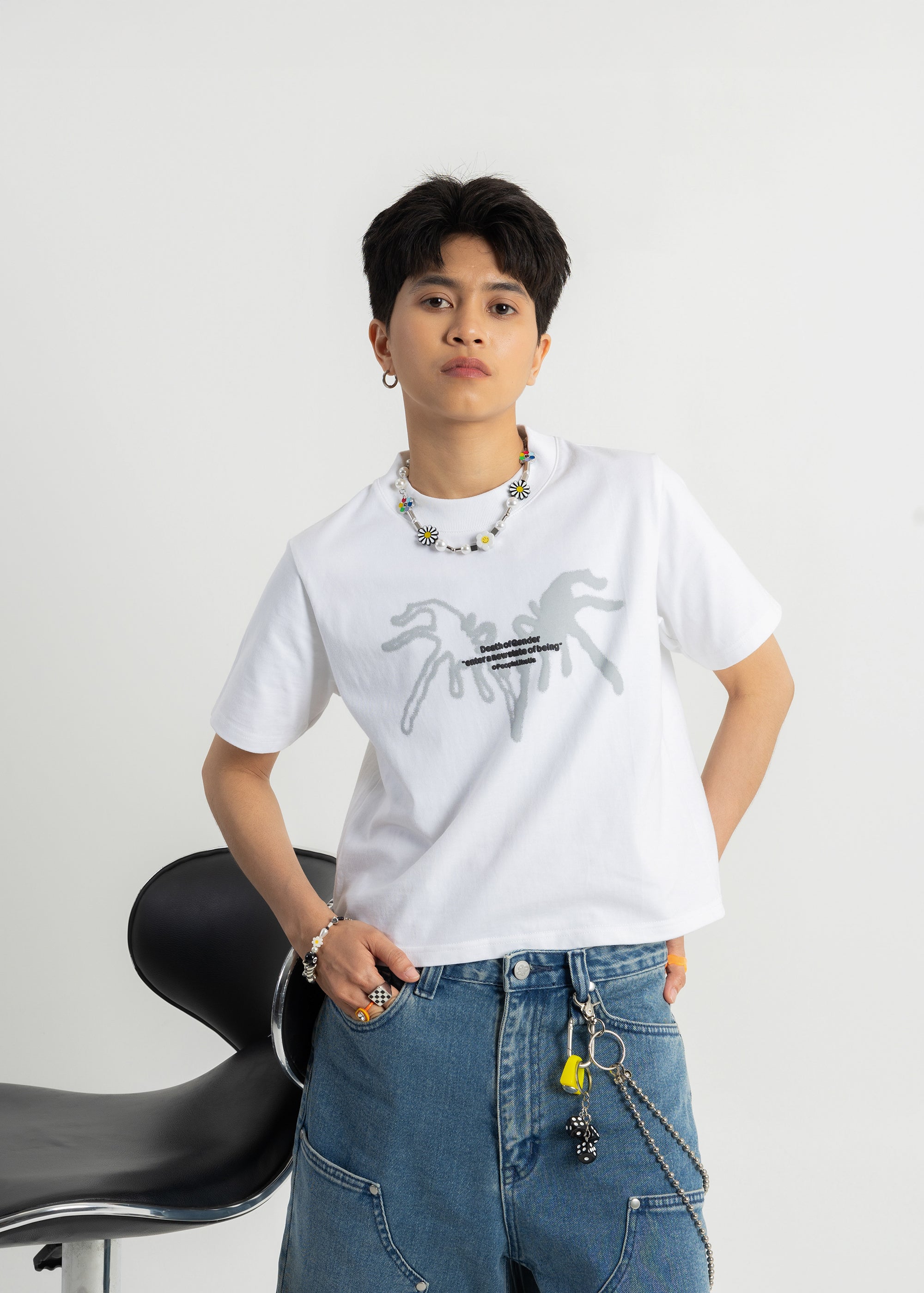 S103: "Rebirth" High Collar Crop Tee